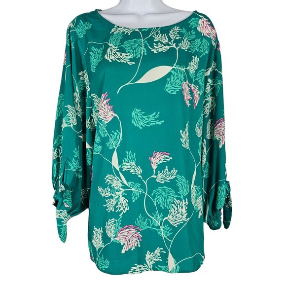 ellos Tops Ellos X Green Floral Half Sleeve Plus Size Top Poshmark